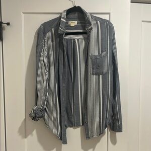 Anthropologie Soft Chambray Lightweight Yarndye Shirt with Stripes